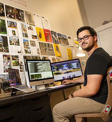 Student at computer