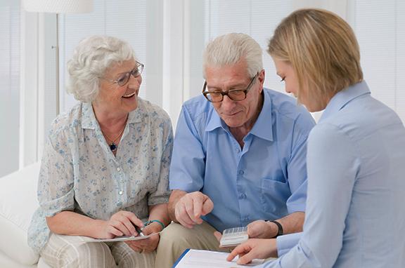 Case Manager helping out an elderly couple