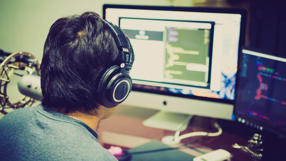 Student sitting at computer