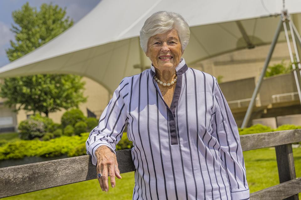 Portrait of Louella H. Reese in front of the the Reese Amphitheatre.