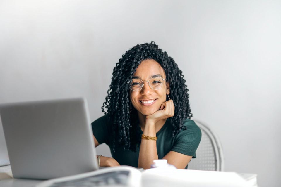 Student sitting at computer